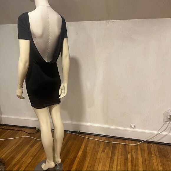 Revolve House of CB London Satin Short Sleeved bodycon Dress W/ Draped Cowl Back - Picture 10 of 13